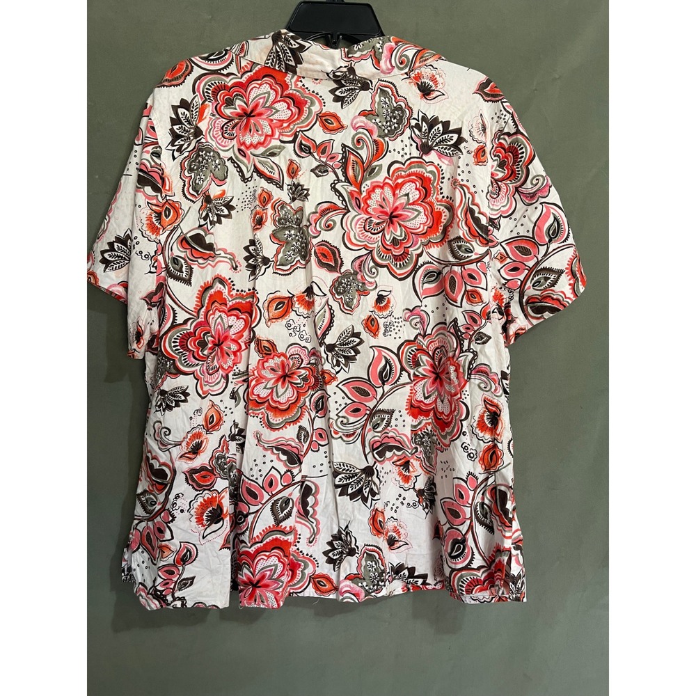 Gloria Vanderbilt Casuals Womens 2X Floral Button Down Short Sleeve Shirt - Picture 3 of 3